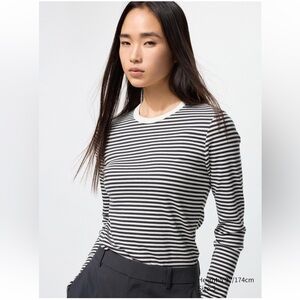 Sold Out UNIQLO Soft Ribbed T-Shirt | Long Sleeve | Striped | Large